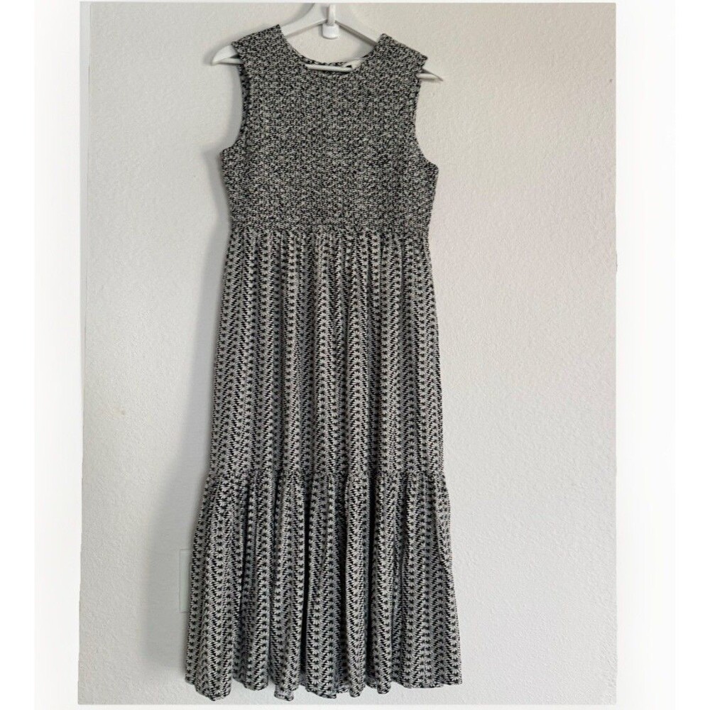 Treasure & Bond Boho Smocked Stretch Sz L Midi Dress Coastal Cottagecore Modest - Picture 10 of 16